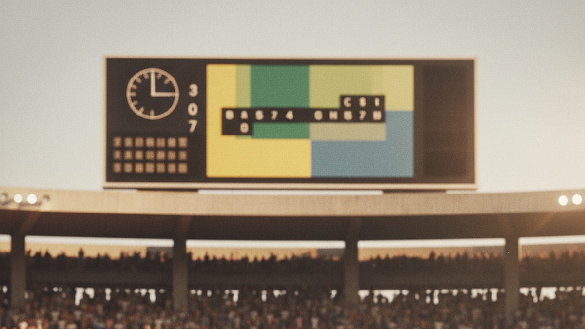 Fotografia estilo anos 1970 com cores desbotadas de estádio de futebol vintage